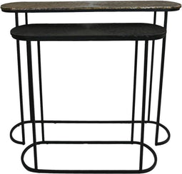 HSM Collection - Console tafel Fletcher - 96x30x78/72x30x69 - Zwart/goud - Set van 2