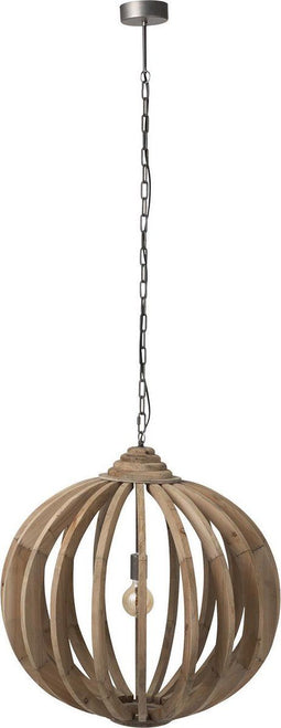 J-line Hanglamp Bol Spijlen Hout Naturel