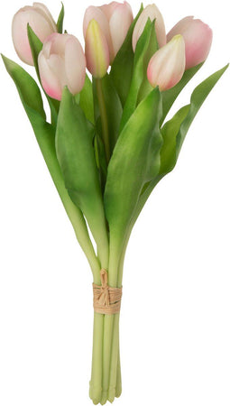 J-Line boeket Tulpen - kunststof - lichtroze - small - 7 stuks