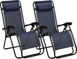 Abbey Chaise Longue IV - Campingstoel - Luxe textilene - Marine (2 stuks)