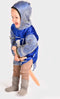 Den Goda Fen Verkleedkledij Ridder - Shirt in velvet met capuchon - 110-116cm - 4-6 jaar - Blauw