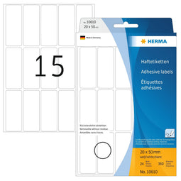 HERMA - Etiket herma 10610 20x50mm verwijderbaar 360 stuks