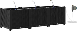 vidaXL - Tuincontainers - met - Waterirrigatiesysteem - - - 3 - Stuks - - - Zwart