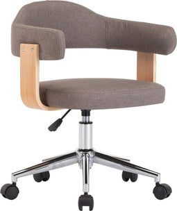 vidaXL - Eetkamerstoel - draaibaar - gebogen - hout - en - stof - taupe