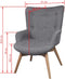 vidaXL Fauteuil met voetenbankje grijs stof