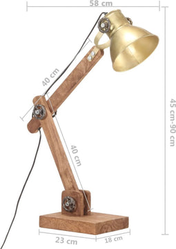 vidaXL Bureaulamp industrieel rond E27 58x18x90 cm messingkleurig