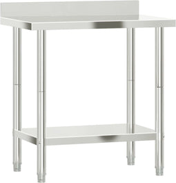vidaXL - Keukenwerktafel - met - spatscherm - 82,5x55x93 - cm - roestvrij - staal