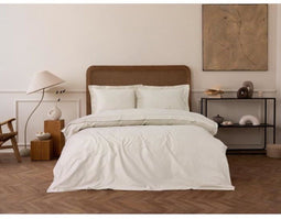 Beddengoedset - Dekbedovertrek 240 x 220 cm + 2 kussenslopen 60 x 60 cm - 100% katoensatijn - Beige (2 stuks)