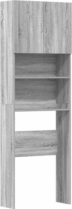 vidaXL - Wasmachinekast - 64x24x190 - cm - bewerkt - hout - grijs - sonoma - eikenkl