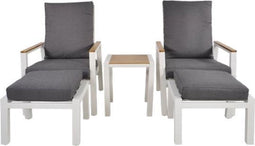 Lesli Living Duo Loungeset Aluminium Ligbedden Coda Wit incl. Tafeltje