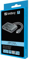 Sandberg 136-35 - USB-C Dock - 2xHDMI 1xVGA 1xUSB 100W PD - Aluminium