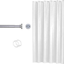 Sealskin Seallux - Douchegordijnstang met douchegordijn 180x200 cm - Uitschuifbaar - Chroom / Wit (1 set)