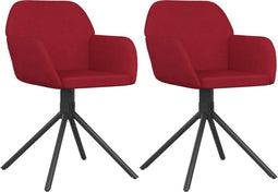 vidaXL - Eetkamerstoelen - draaibaar - 2 - st - fluweel - wijnrood