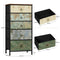 Woltu SSK004pw - Ladekast - 5 Stoffen Lades - Vintage Bloemmotief - Rustiek Bruin - 45,5x95,5x30 cm
