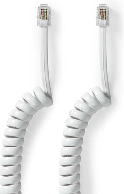 Nedis Telecomkabel - RJ10 Male - RJ10 Male - 2.00 m - Kabel design: Gekruld - Kabeltype: RJ10 - Wit - Envelop