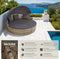 tectake® Zonne eiland Santorini II - Loungebed 2 Personen - Multifunctioneel Ligbed met Zonnescherm - Naturel