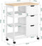 SoBuy FKW79-W - Keukentrolley - 3 Laden 3 Planken - Wit - 68x38x85cm