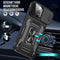 Podec iPhone 15 Pro - Anti-Shock Case Cover Hybrid Armor - Kickstand Ring - Zwart