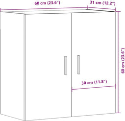 vidaXL - Wandkast - 60x31x60 - cm - bewerkt - hout - oud - houtkleurig