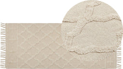 TOZLU - Laagpolig vloerkleed - Beige - 80 x 230 cm - Katoen