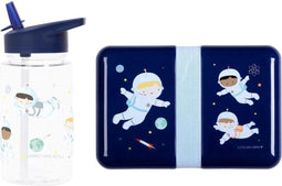 A Little Lovely Company Back to school set - Drinkfles / Lunchbox - astronaut
