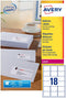 Avery L7161, Adresetiketten, Laser, Ultragrip, wit, 100 vellen, 18 per vel, 63,5 x 46,6 mm