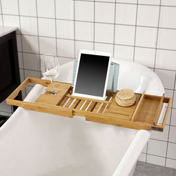 SoBuy FRG207-N - Badplank - Bamboe Hout - Verstelbaar 70-104 x 4 x 22 cm
