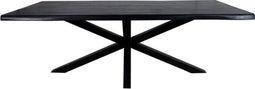 Rechthoekige eettafel - 200x100x77 - Zwart - Acaciahout/metaal - Live edge