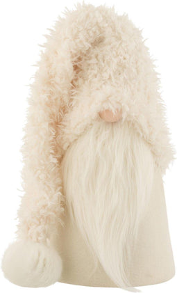 J-Line Kerstman Winter - polyresin/textiel - wit - small