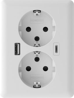 2USB 2U-449221 Inbouwdoos Met USB-C, Met USB-laaduitgang Wit (glanzend)
