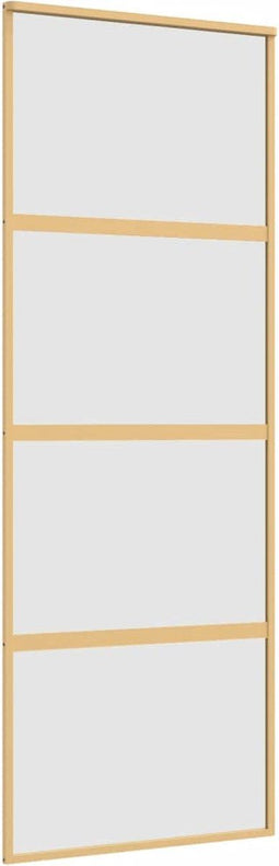 vidaXL - Schuifdeur - 76x205 - cm - mat - ESG-glas - en - aluminium - goudkleurig