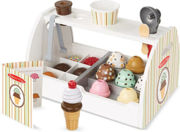 Melissa & Doug Houten ijscorner - Speelset 28-delig - Inclusief ijsschepper en toppings - Multicoloured (1 stuk)
