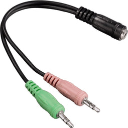 Hama Jack Adapter, 4 pins, 3.5mm jack socket naar 2 x 3.5mm jack plug