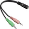 Hama Jack Adapter, 4 pins, 3.5mm jack socket naar 2 x 3.5mm jack plug