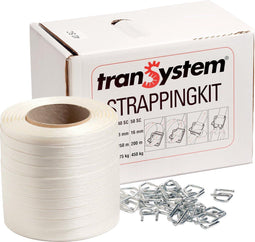 Polyesterband dispenser+gesp 13mm 250mtr