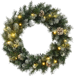vidaXL - Kerstkrans - met - LED-lampjes - 45 - cm - PVC - groen