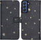 iMoshion Hoesje Geschikt voor Samsung Galaxy S21 FE Hoesje Met Pasjeshouder - iMoshion Design Softcase Bookcase - Goud / Zwart / Stars Gold