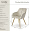 tectake® Eetkamerstoel Marilyn - Ergonomische Fluweelstoel - Gouden Poten - Creme