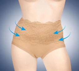 Figuur corrigerende slip - shapewear ondergoed - dames slips set van 2 - beige l/xl