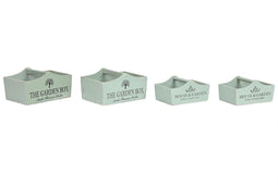 Opslagdozen Home ESPRIT The Garden Box Groen Sparrenhout 35 x 22 x 18 cm 4 Onderdelen