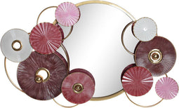 Wandspiegel DKD Home Decor S3019207 Spiegel Roze Gouden Metaal Wit Cirkels (116 x 8 x 71 cm)