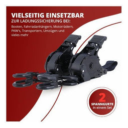 Sandax Automatische Spanbanden - Set van 2 - 3,65 meter 340 kg - Zwart (2 stuks)