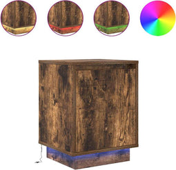 vidaXL - Nachtkastje - met - LED-verlichting - 38x34x50cm - gerookt - eikenkleurig