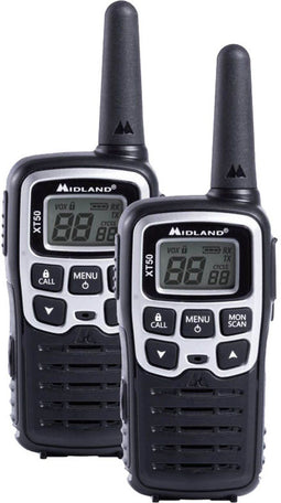Midland XT50 - Portofoonset - PMR446 - 2000 m bereik - Aluminium/Zwart (2 stuks)