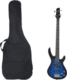 vidaXL - Basgitaar - voor - beginners - elektrisch - met - tas - 4/4 - 46" - blauw - zwart