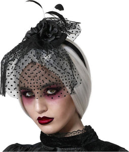 Halloween/horror verkleed diadeem/tiara/sluier - zombie/heks/lady - kunststof - dames/meisjes