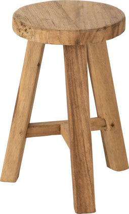 J-Line kruk Rond Gerecycleerd - hout - naturel