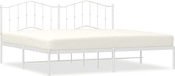 vidaXL - Bedframe - met - hoofdbord - metaal - wit - 200x200 - cm