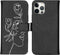 iMoshion Hoesje Geschikt voor iPhone 12 Pro / 12 Hoesje Met Pasjeshouder - iMoshion Design Softcase Bookcase - Wit / Zwart / Woman Flower Black