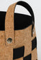Mica Decorations Opbergmand - Set van 3 - L40 x B30 x H30 cm - Kurk/Vilt - Zwart (set van 3)